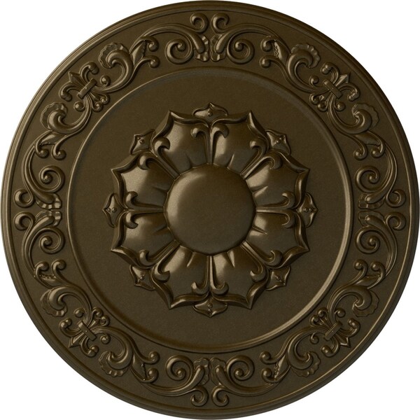 Ekena Millwork Sydney Ceiling Medallion (Fits Canopies up to 5 3/4"), Hand-Painted Brass, 27 3/4"OD x 2"P CM27SYBRS - main